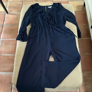 Gibson Latimer Navy Blue Ruffle Jumpsuit Pockets XL